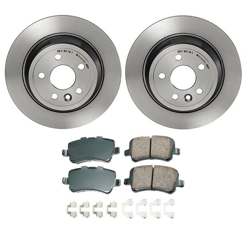 Land Rover Disc Brake Pad and Rotor Kit - Rear (302mm) (Ceramic) (EURO) LR043714 - Akebono Euro Ultra-Premium 4119839KIT